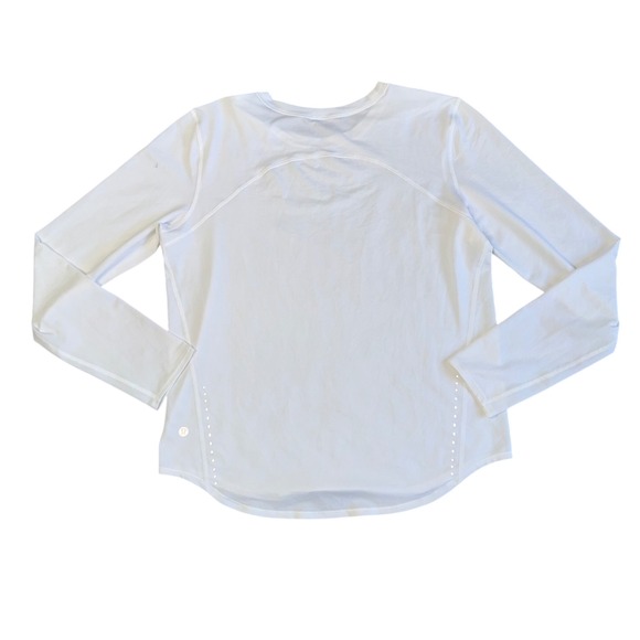 Lululemon Swiftly Tech Long Sleeve Women Size 10 White Excellent Workout Top - Picture 4 of 4